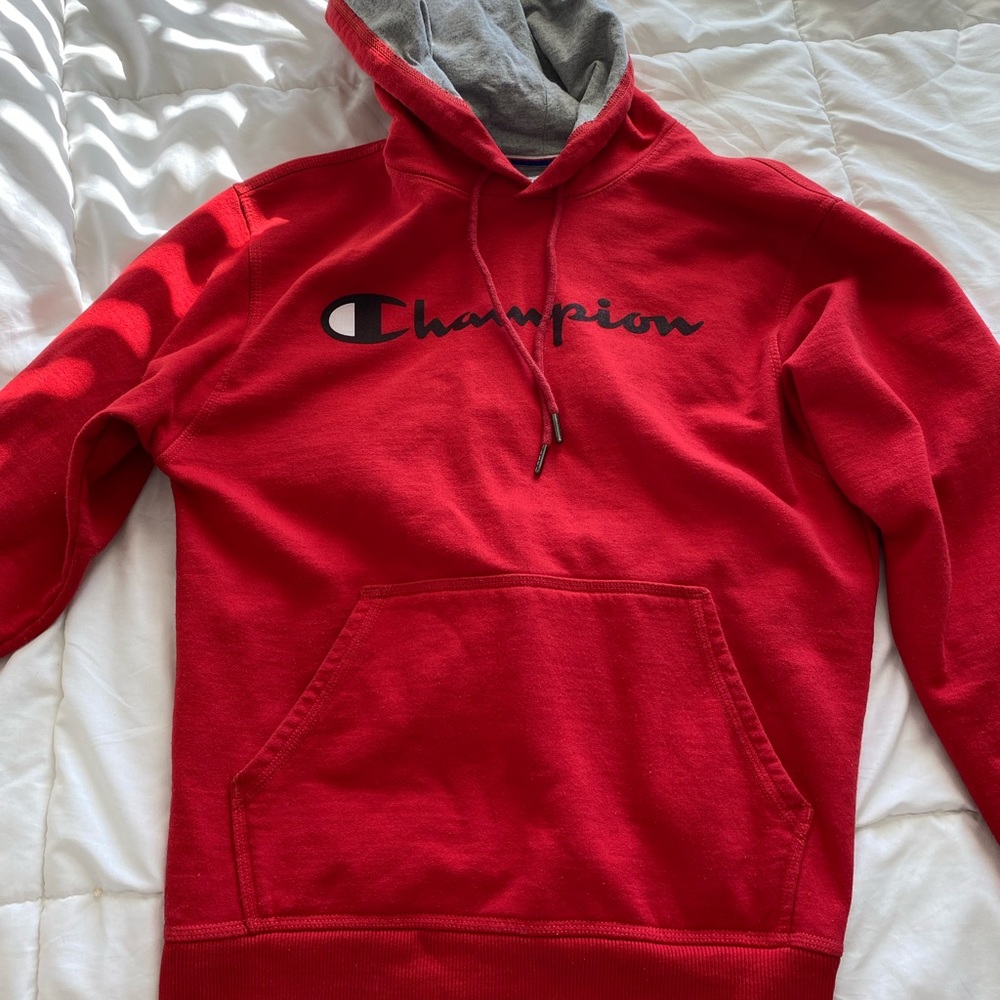 Red champion hoodie